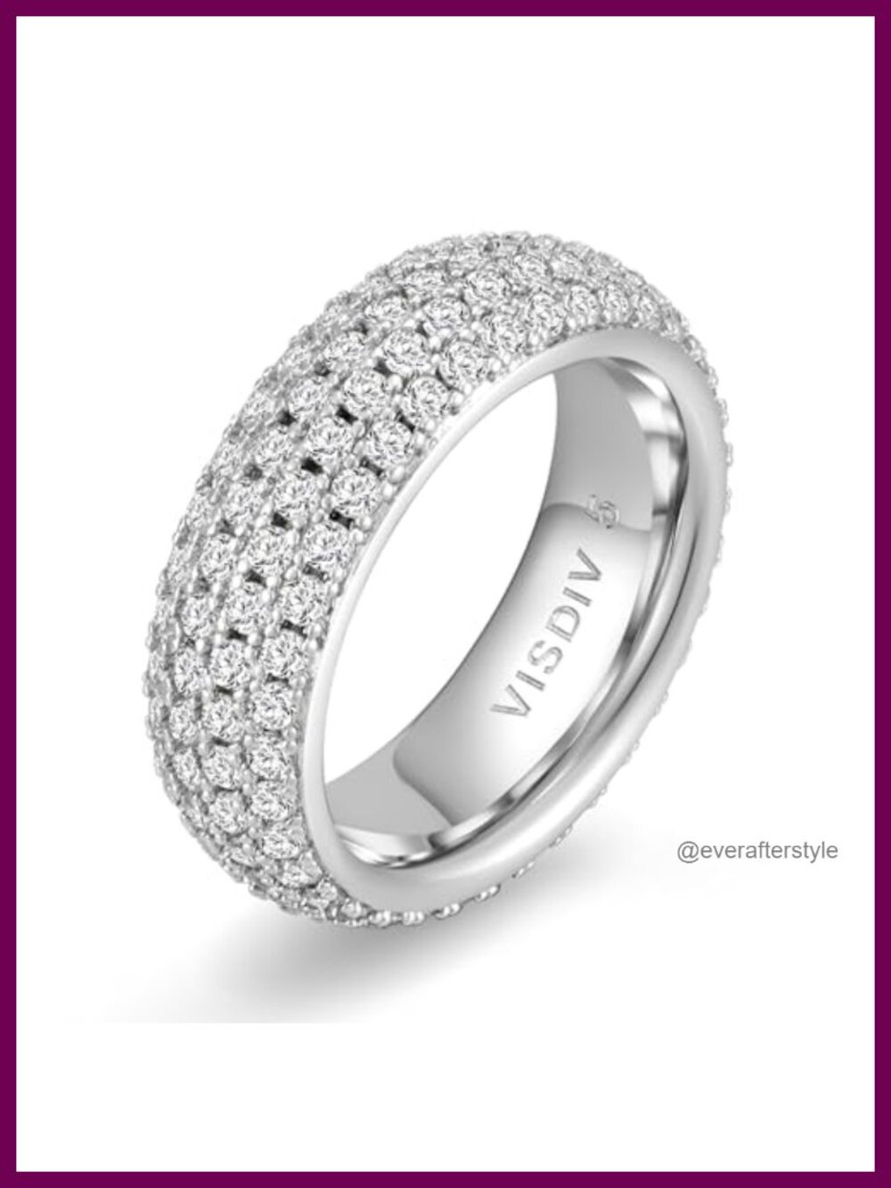 925 Sterling Silver Wedding Ring for Women Eternity Band CZ Pave 8mm